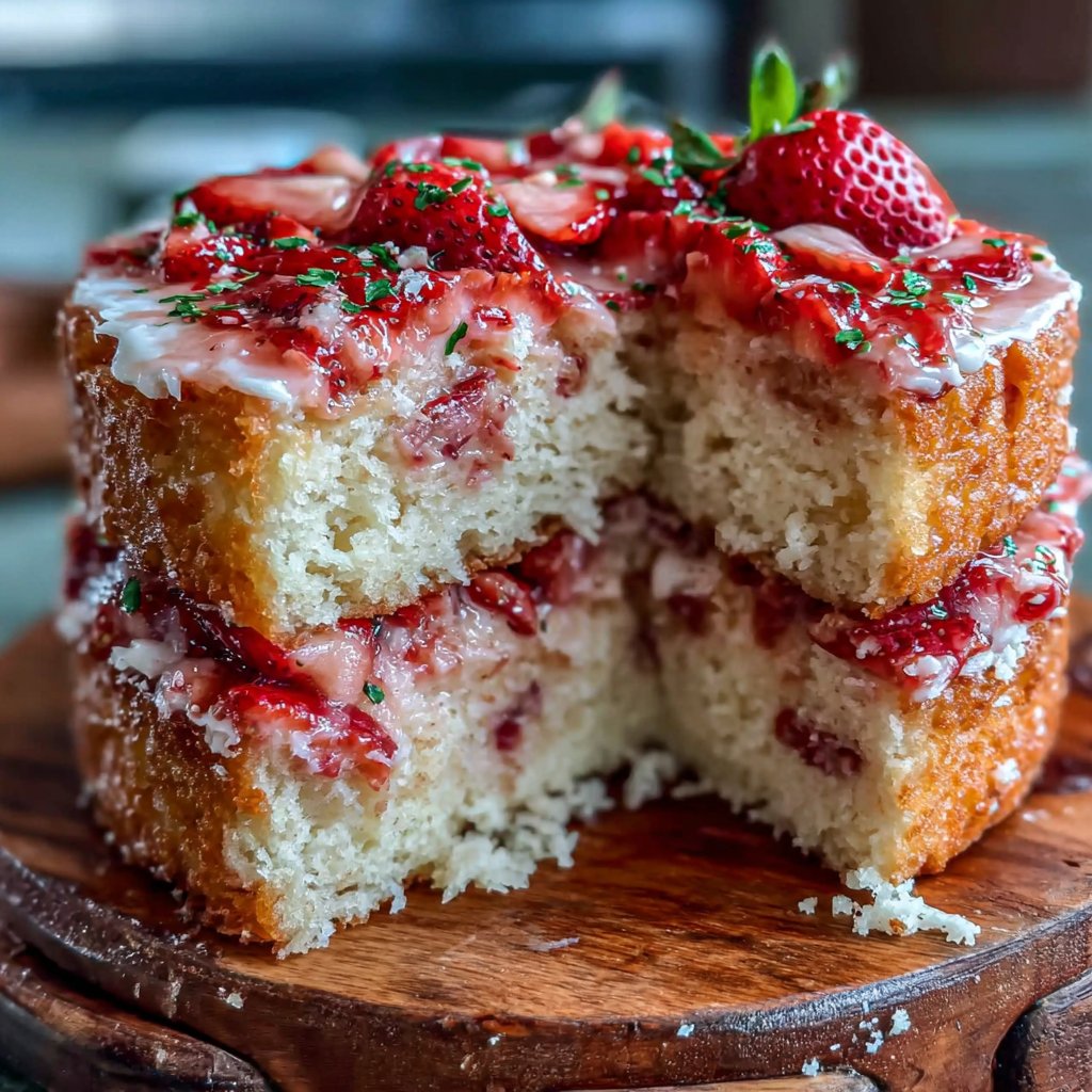 Fluffy Strawberry-Rhubarb Spring Cake