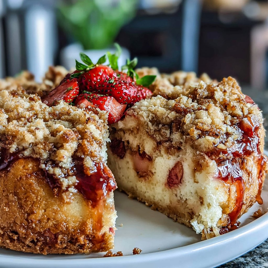 Strawberry Crumble Coffee Cake