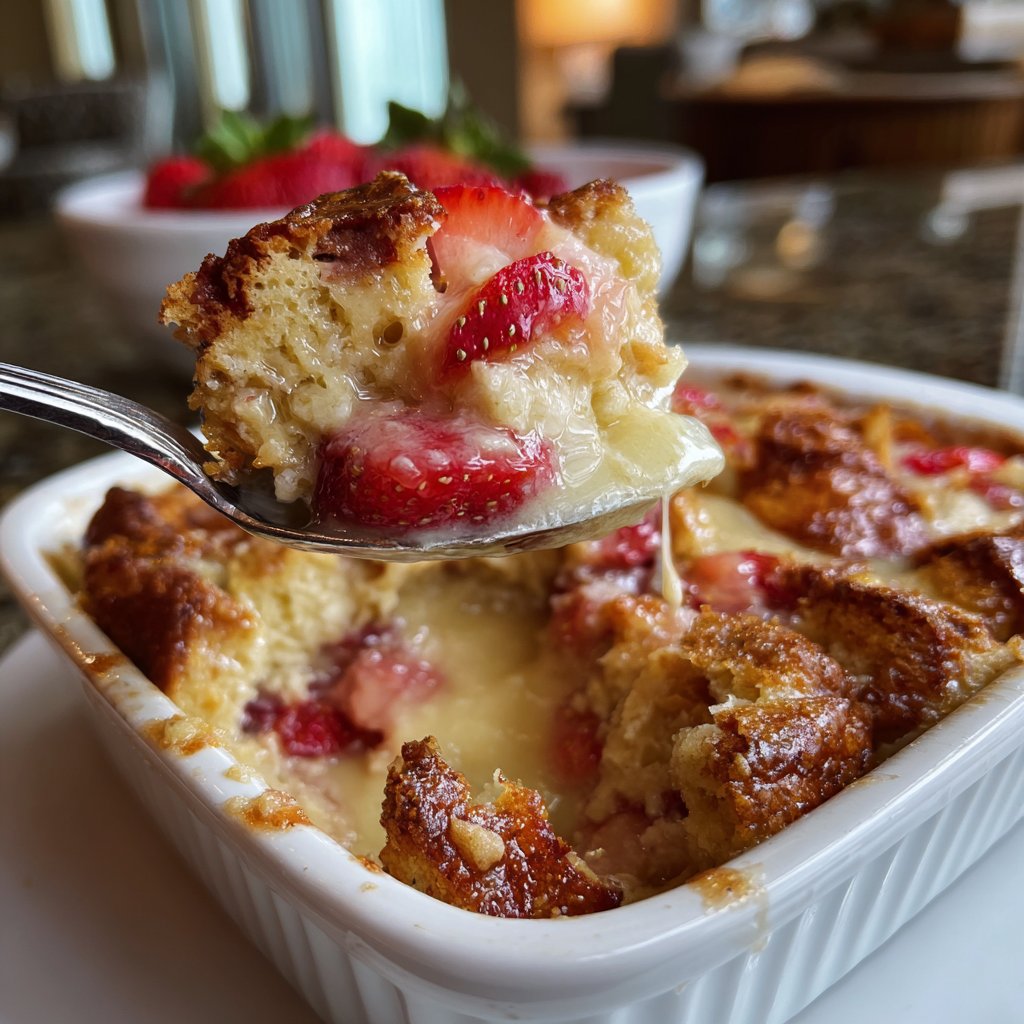 Strawberry Banana Bread Pudding